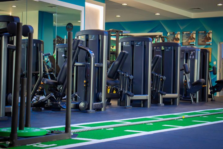 a gym with exercise equipment